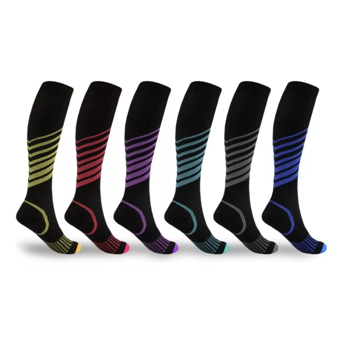 KUANGYE - 6 Pack Medias De Compresión Calcetines Calcetines Hombre