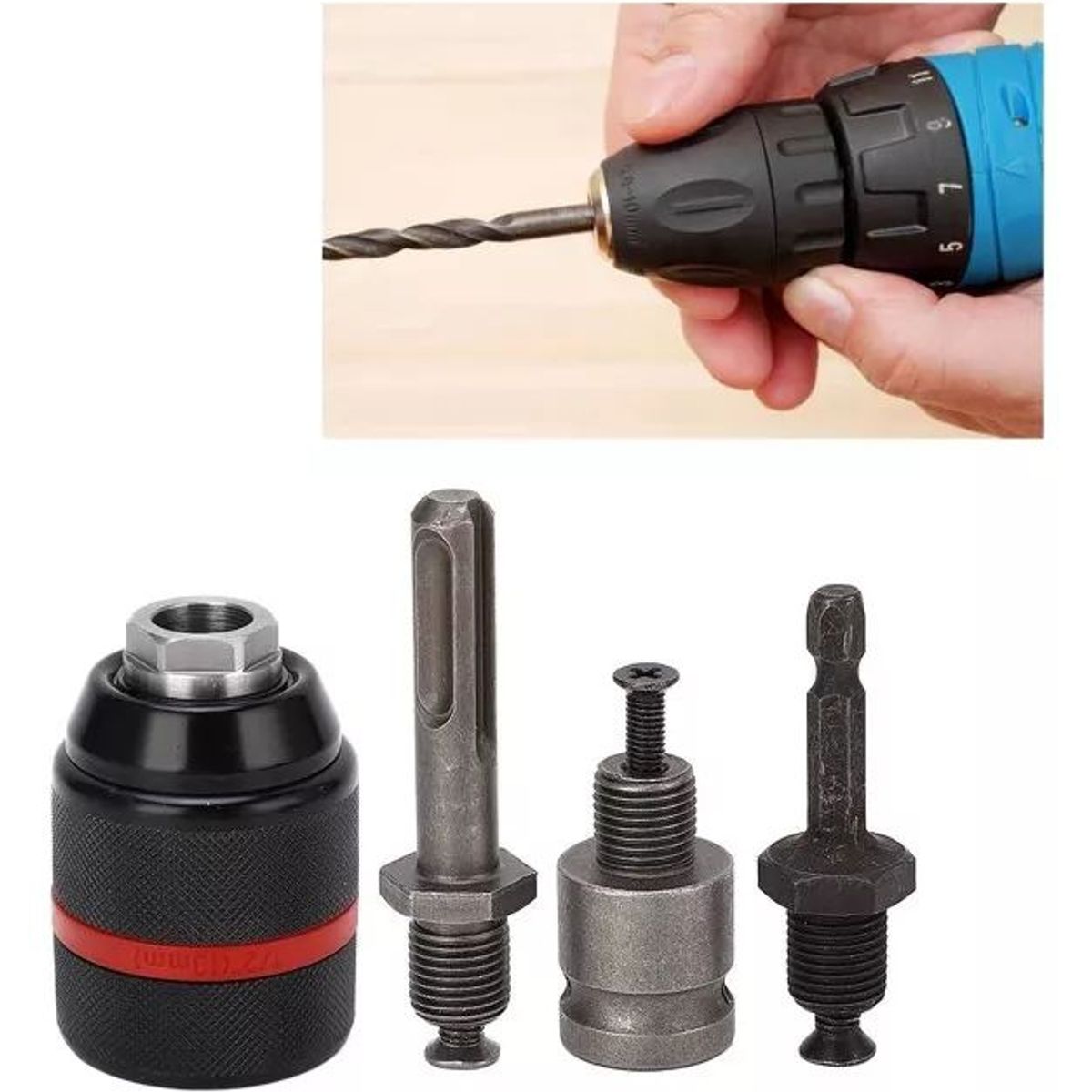 KUANGYE - Mandril 13mm 3 Adaptadores Atornillador, Taladros De Impacto