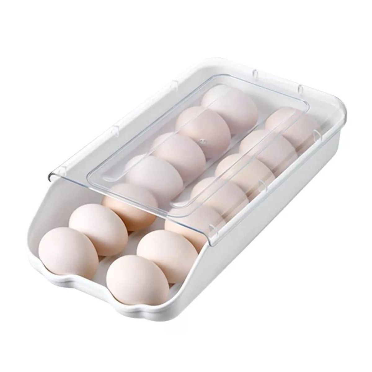 GENERICO - Caja Organizador Multiuso Huevera 14 Huevos Apilable Nevera