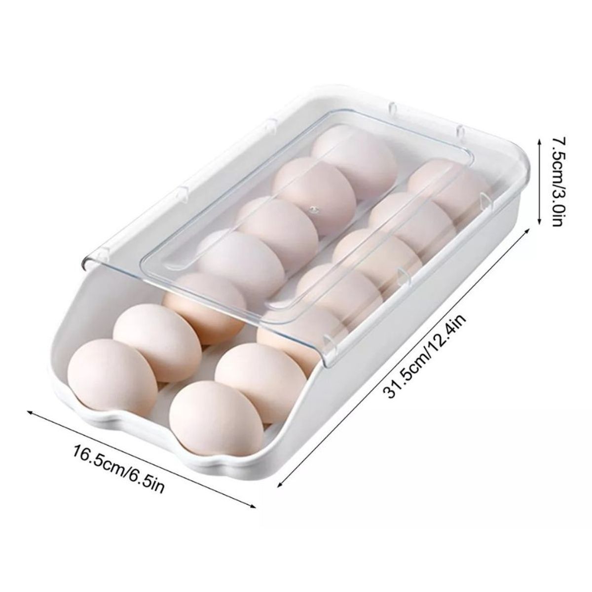 GENERICO - Caja Organizador Multiuso Huevera 14 Huevos Apilable Nevera