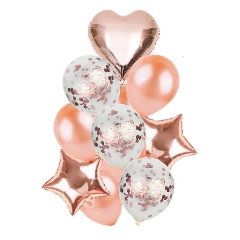 COTILLON ACTIVARTE - Set Globos Estrellas Corazón Rose Gold Cotillón Activarte