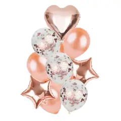 COTILLON ACTIVARTE - Set Globos Estrellas Corazón Rose Gold Cotillón Activarte