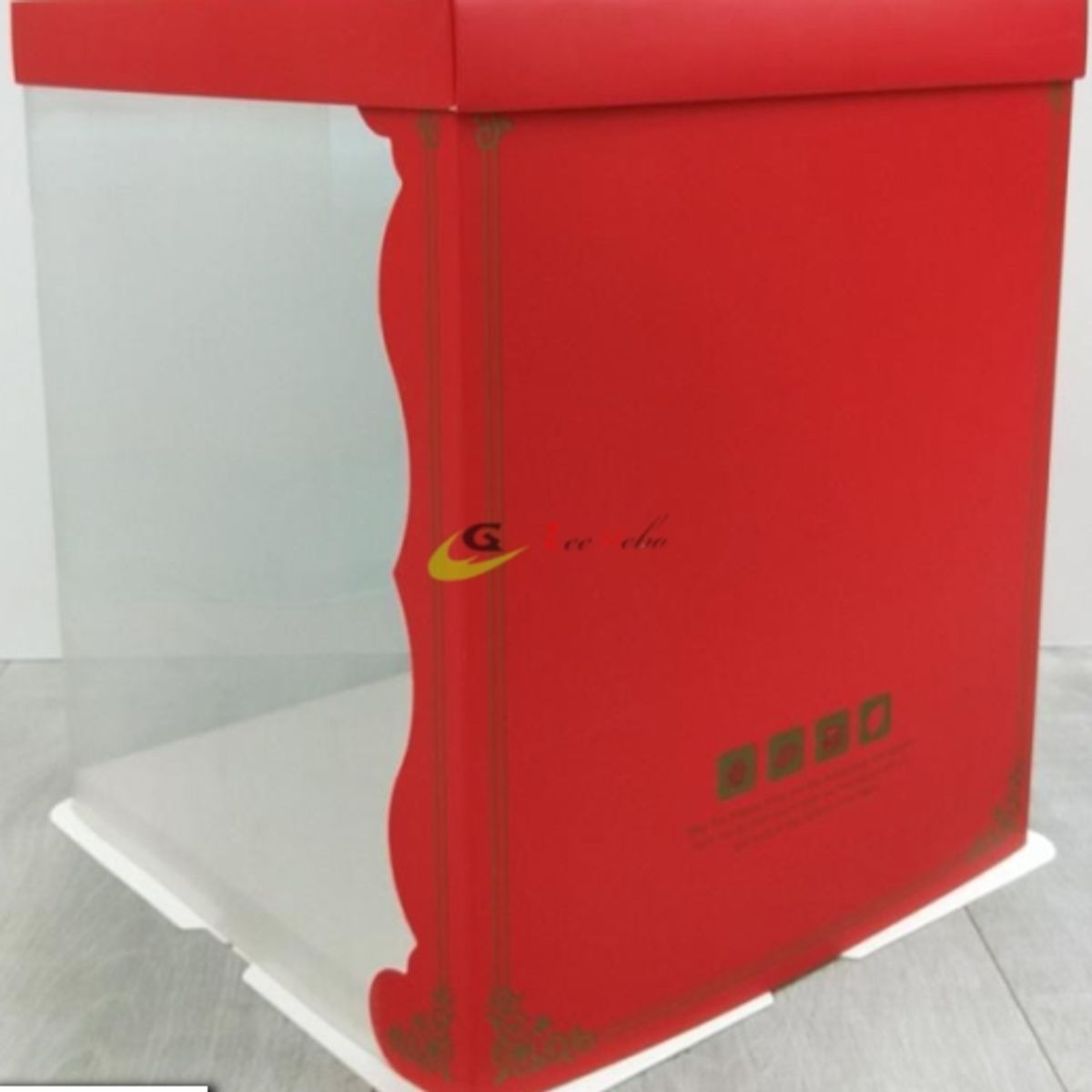 GENERICO - Caja P/Torta Trans C/Rojo 30cm 5 Unidades