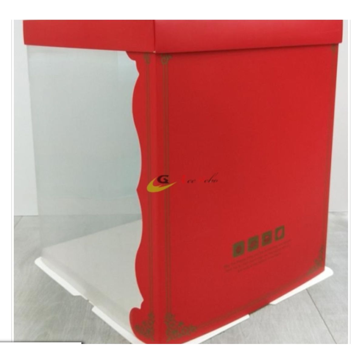 GENERICO - Caja P/Torta Trans C/Rojo 30cm 5 Unidades
