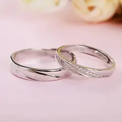 GENERICO - Destellos de Compromiso Anillos Bañados en Plata con Circonitas
