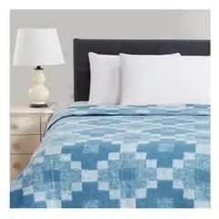 ILLUSIONS - Frazada Jacquard 1,5 Plaza 80% Algodón 160x210cm Celeste