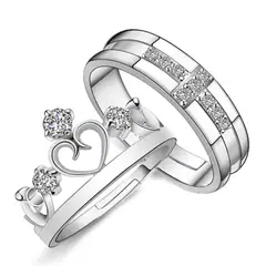GENERICO - Set de Anillos con Diamante Sintético y Corazones