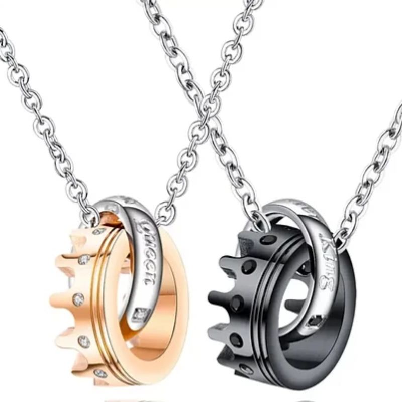 GENERICO - Colgantes de Anillo Duo en Acero y Oro Rosa