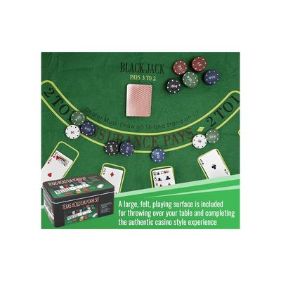 Imagen 2 del producto Set Juego De Póker 200 Fichas Caja De Lata Poker Set