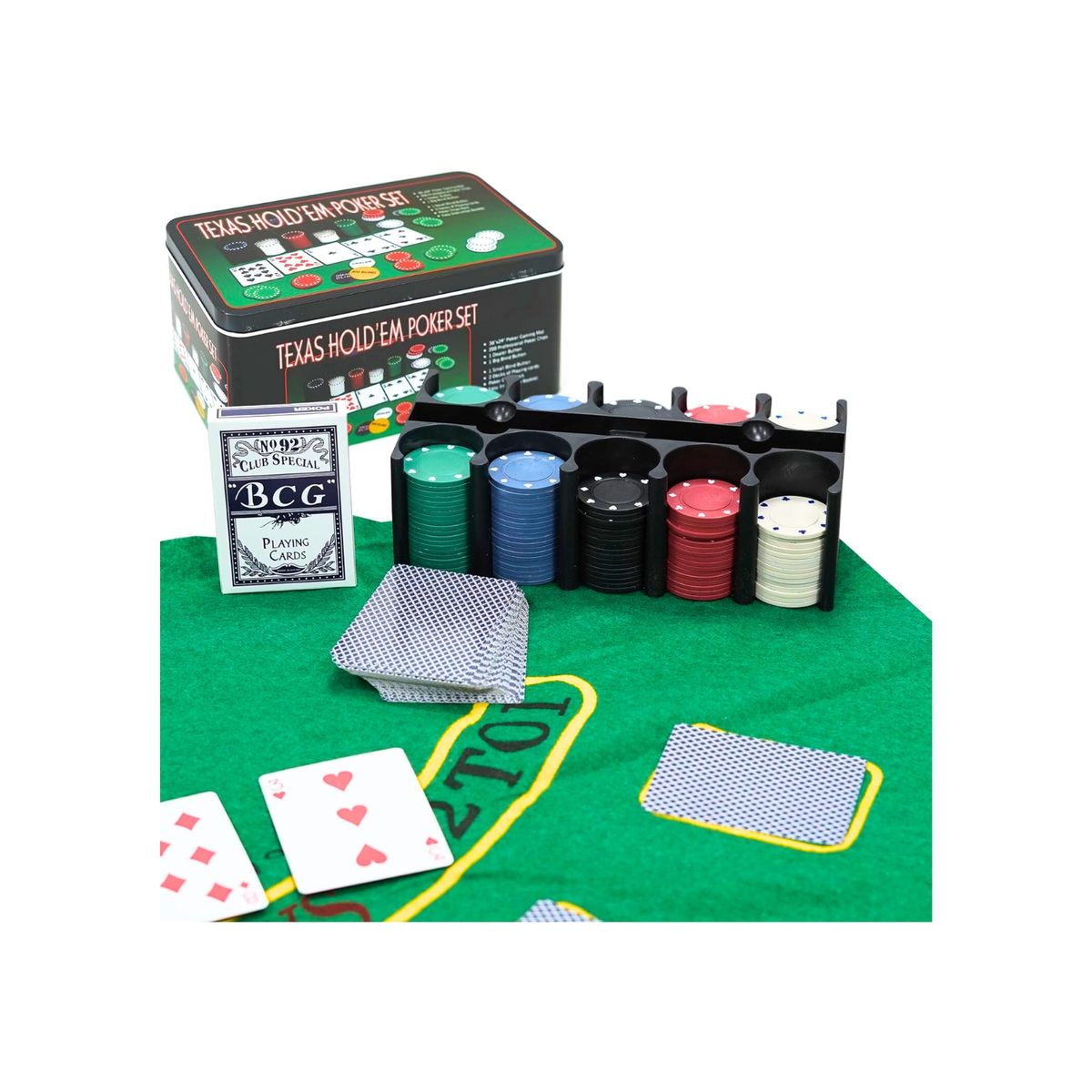 GENERICO - Set Juego De Póker 200 Fichas Caja De Lata Poker Set