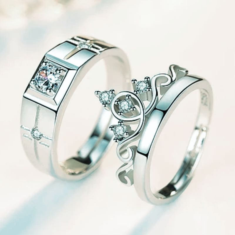 GENERICO - Conjunto Regal Elegance Anillos Ajustables Bañados en Plata