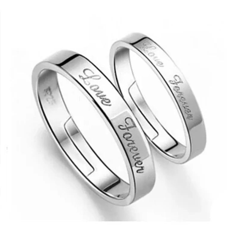 GENERICO - Anillos de Promesa Bañados en Plata con Grabado