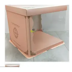 GENERICO - Caja P/Torta Trans C/Rosado 34cm 5 Unidades_