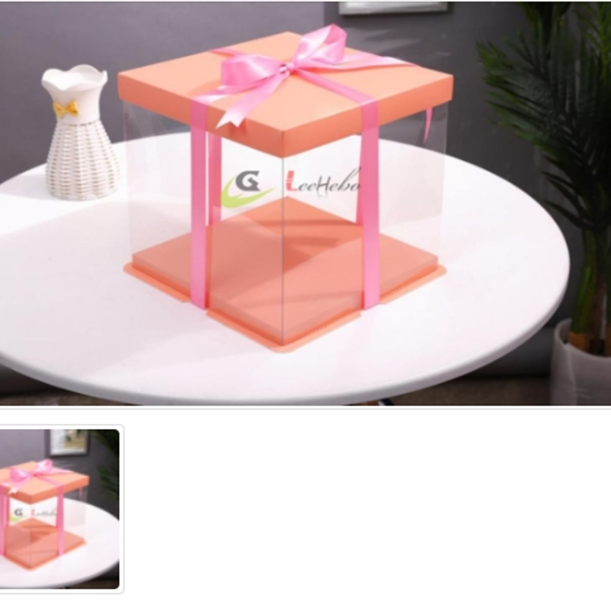 GENERICO - Caja P/Torta Trans C/Rosado 34cm (Extra Alto, Sin Lazo) 5 Unidades