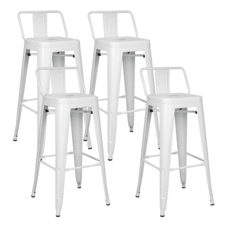 GENERICO - Pack de 4 Taburete Tolix con Respaldo BLANCO