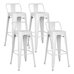 GENERICO - Pack de 4 Taburete Tolix con Respaldo BLANCO