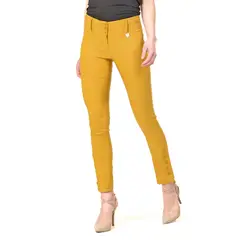 BOUS - Pantalón Recto Botones Mostaza