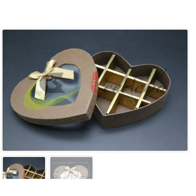 GENERICO - Caja para Chocolate 10 Puestos Forma Corazon Color Cafe