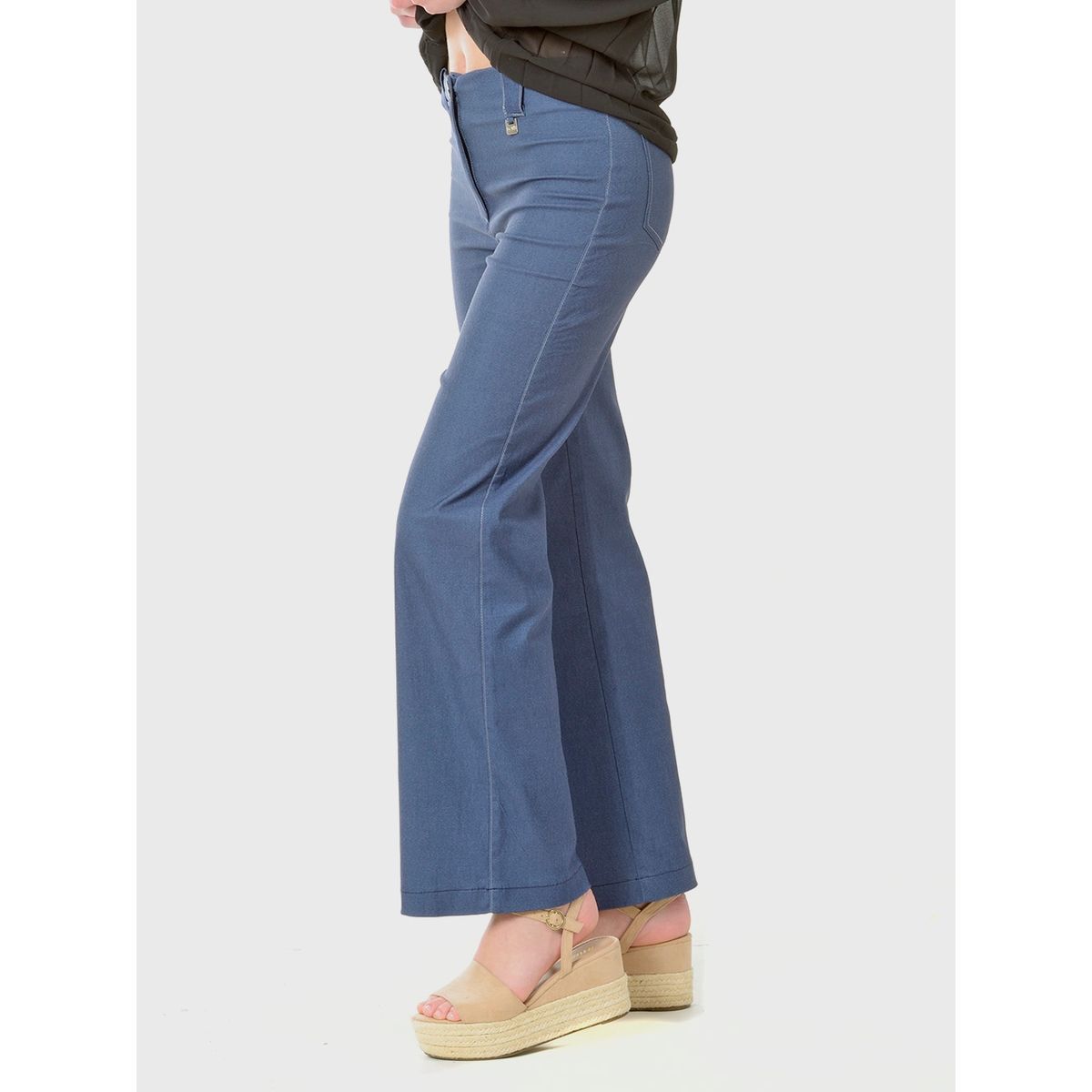 BOUS - Pantalón Ancho Gabardina Azul Claro BOUS