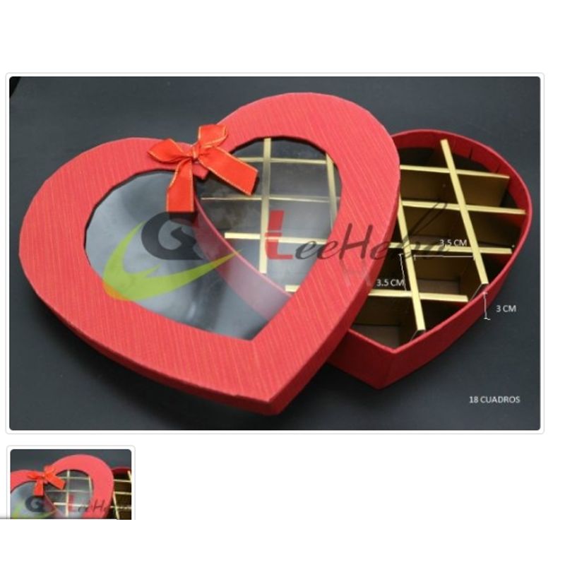 GENERICO - Caja Para Chocolate 18 Puestos Forma Corazon