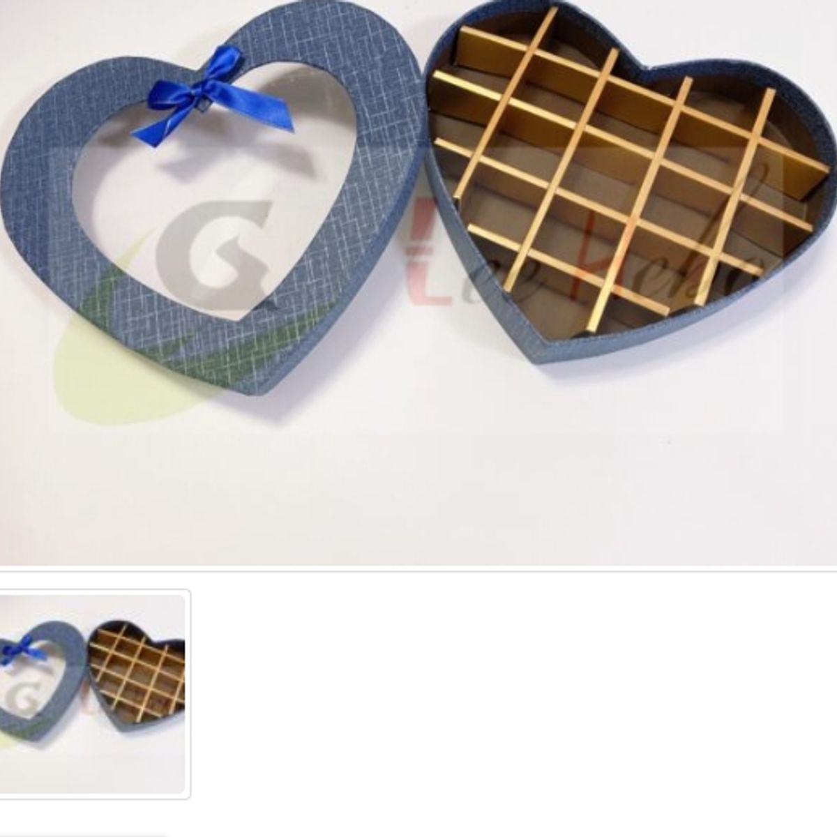 GENERICO - Caja Para Chocolate 18 Puestos Forma Corazon Azul