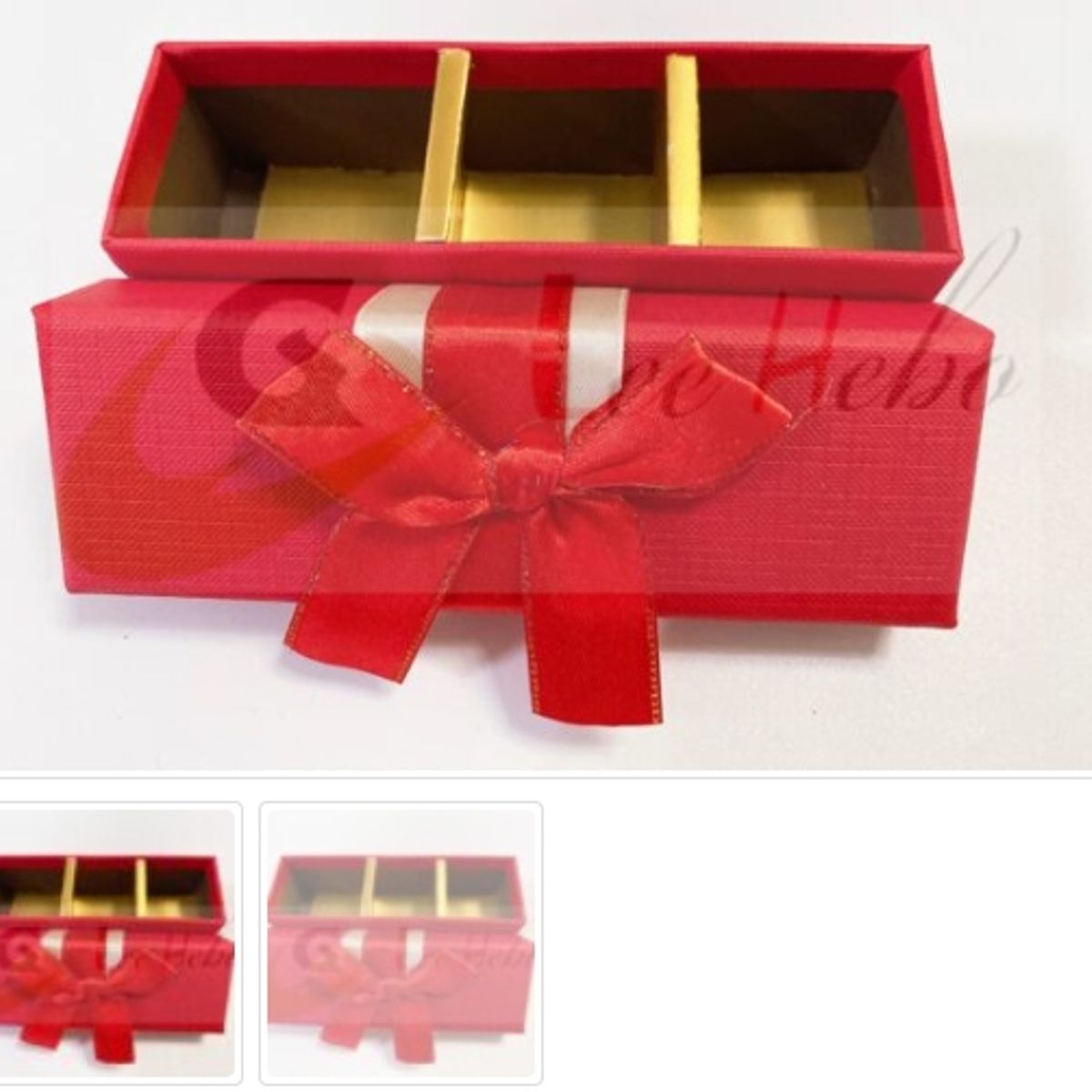 GENERICO - Caja Para Chocolate 3 Puestos Roja