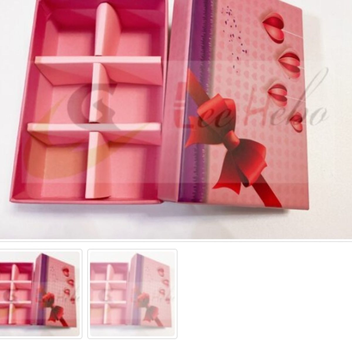 GENERICO - Caja Para Chocolate 6 Divisiones Rosa