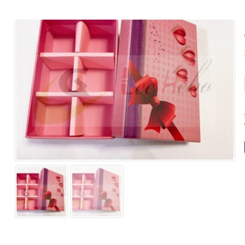 GENERICO - Caja Para Chocolate 6 Divisiones Rosa