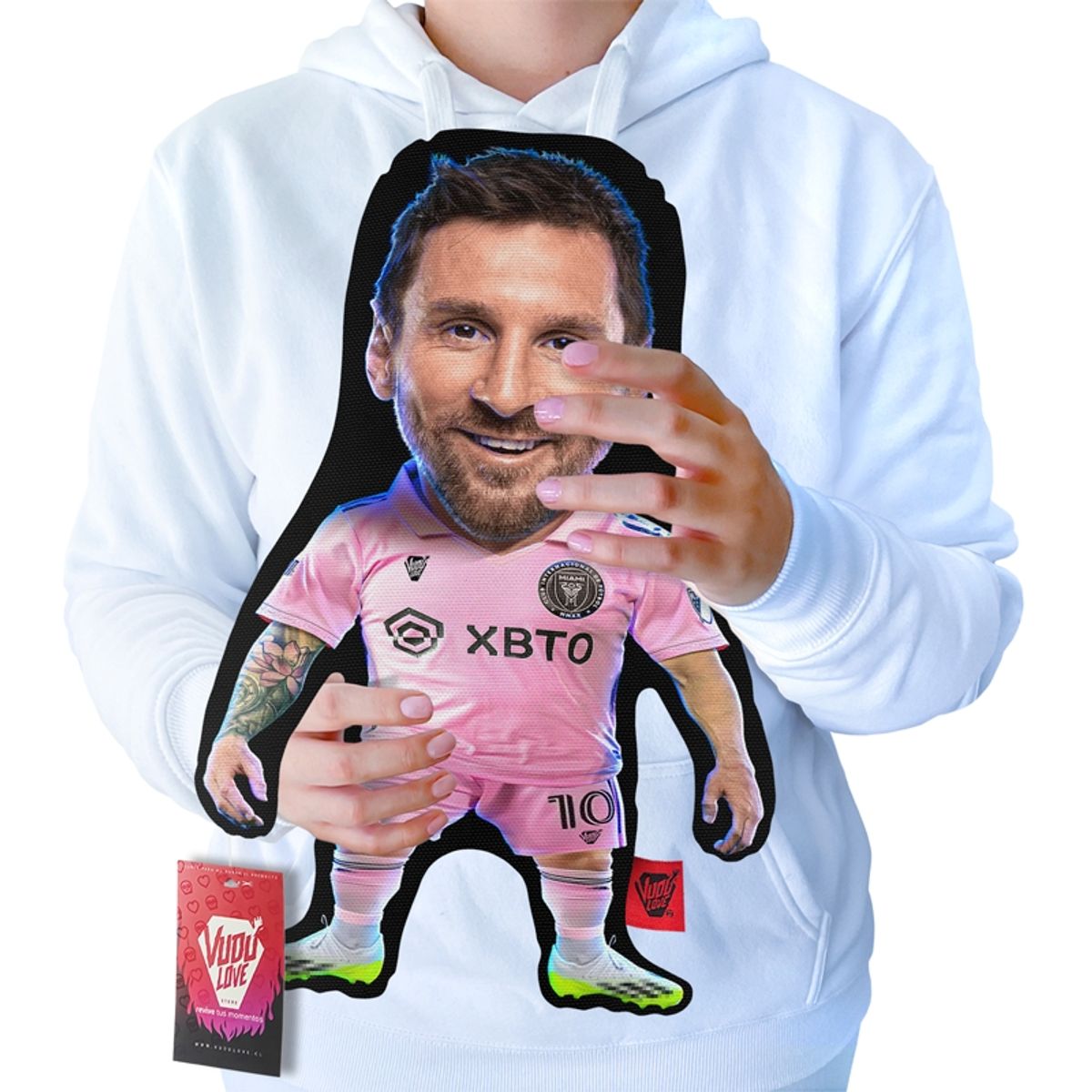 VUDU LOVE - Cojín Peluche Lionel Messi Inter Miami Chiquito 40x30cm Vudú Love