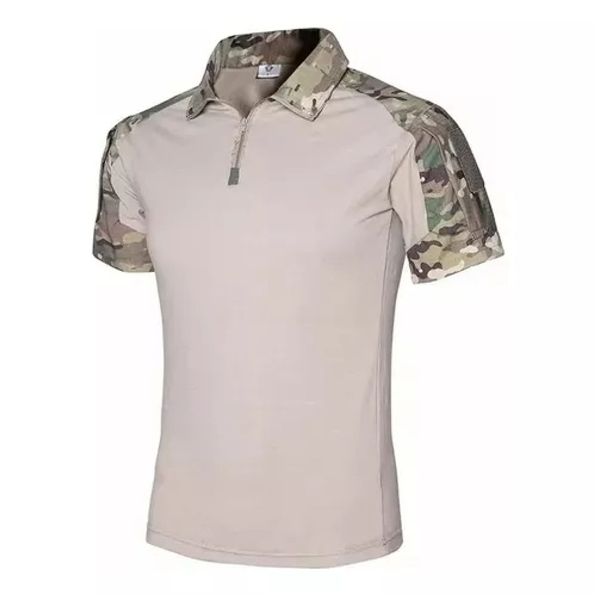 EDWINAYY - Playera Manga Corta Casual Cuello Cremallera V Para Hombre