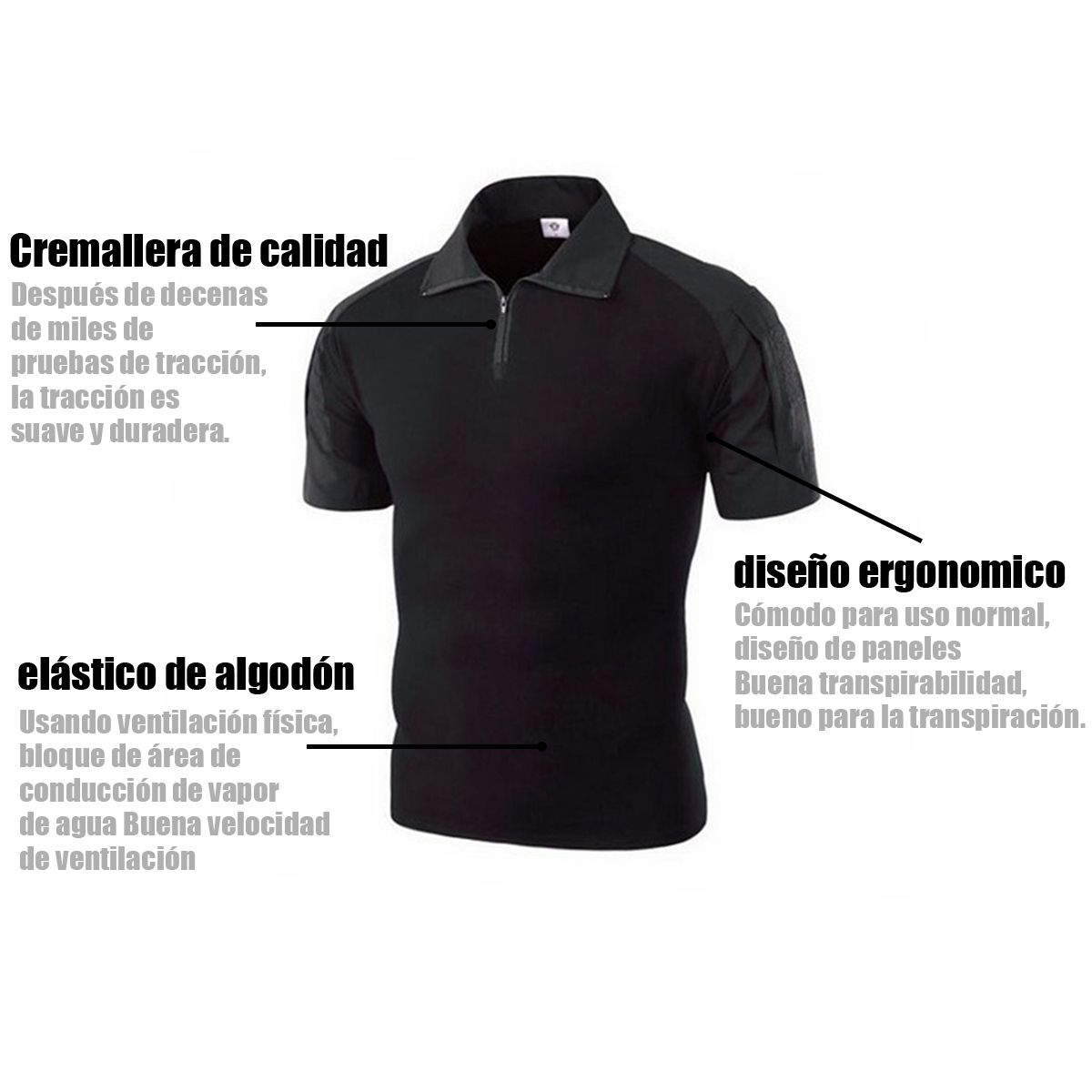 EDWINAYY - Playera Manga Corta Casual Cuello Cremallera V Para Hombre