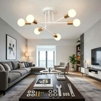 Blanco Soporte para Lámpara de Techo 6 Brazos Ajustables Estructura Metálica Fácil Instalación