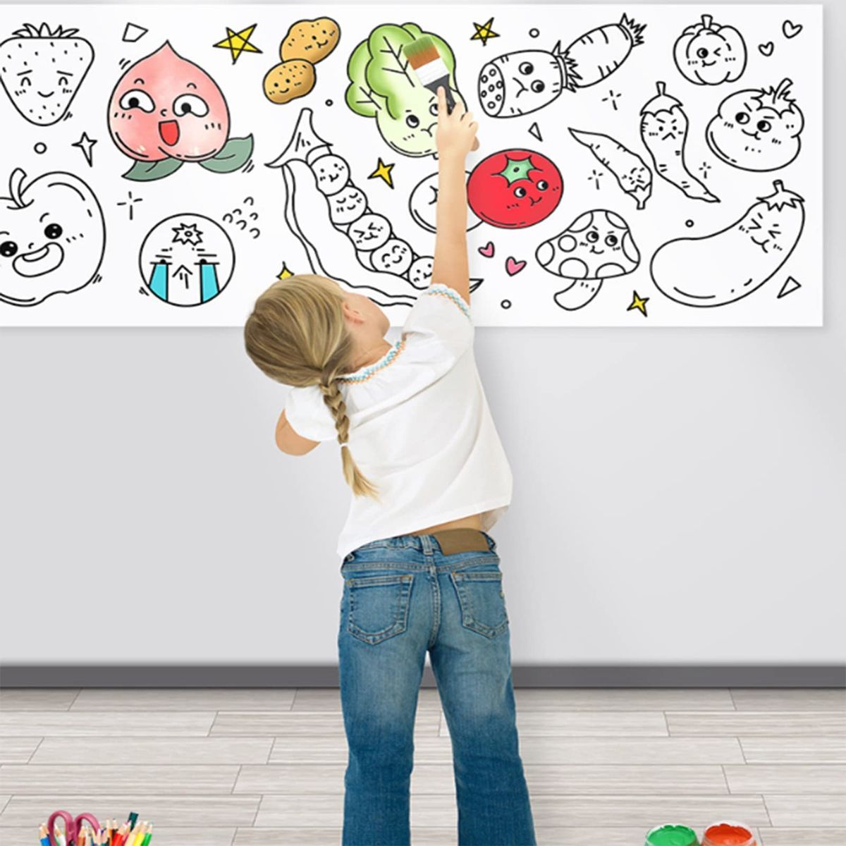 EVERSO - 3m Rollo De Papel De Dibujo Para Colorear Pintar Niños 2 Uds
