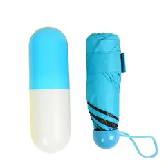 GENERICO - Mini sombrilla estilo cápsula para días soleados y lluviosos azul