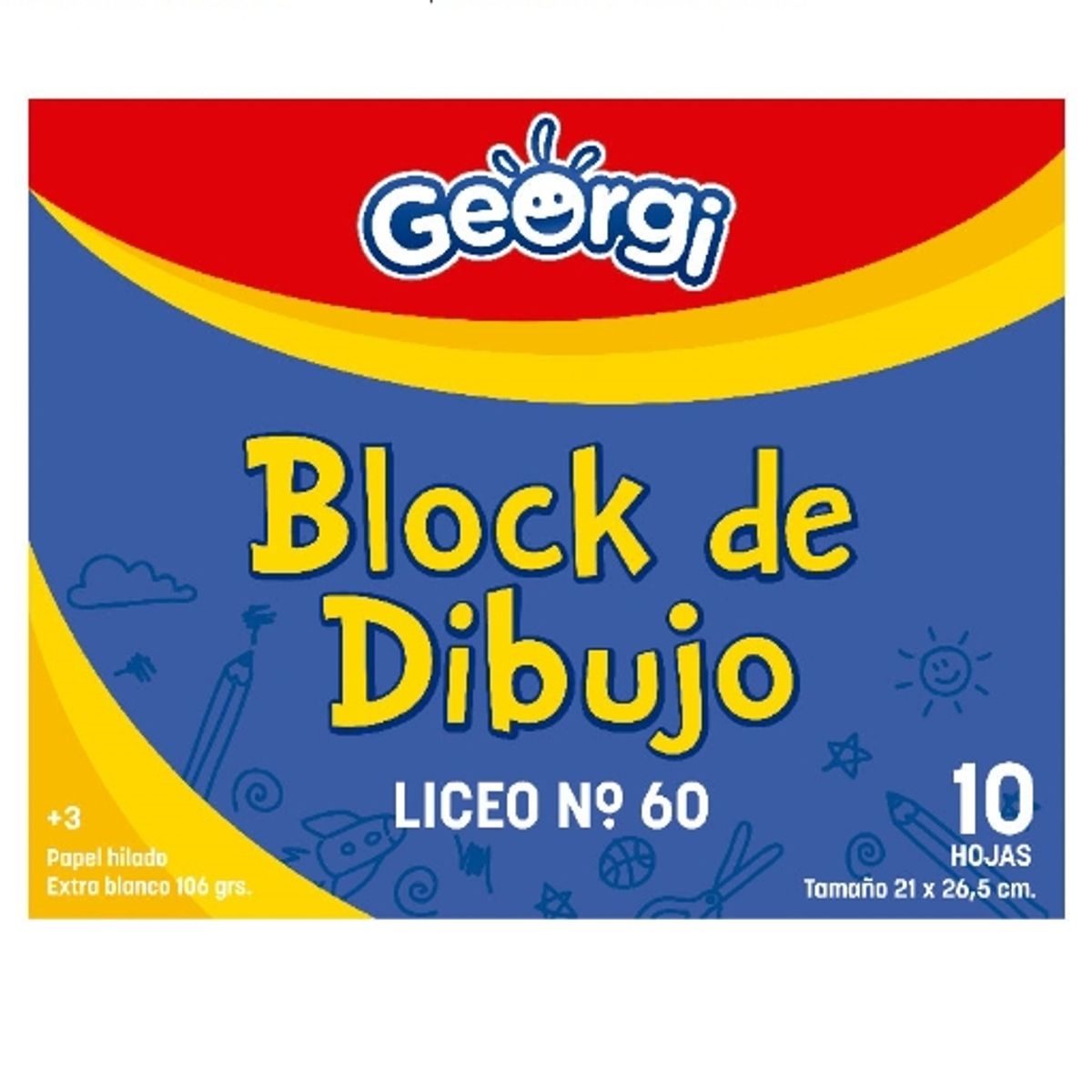 GENERICO - Block De Dibujo Libro Azul Amarillo Y Rojo De 10 Hojas
