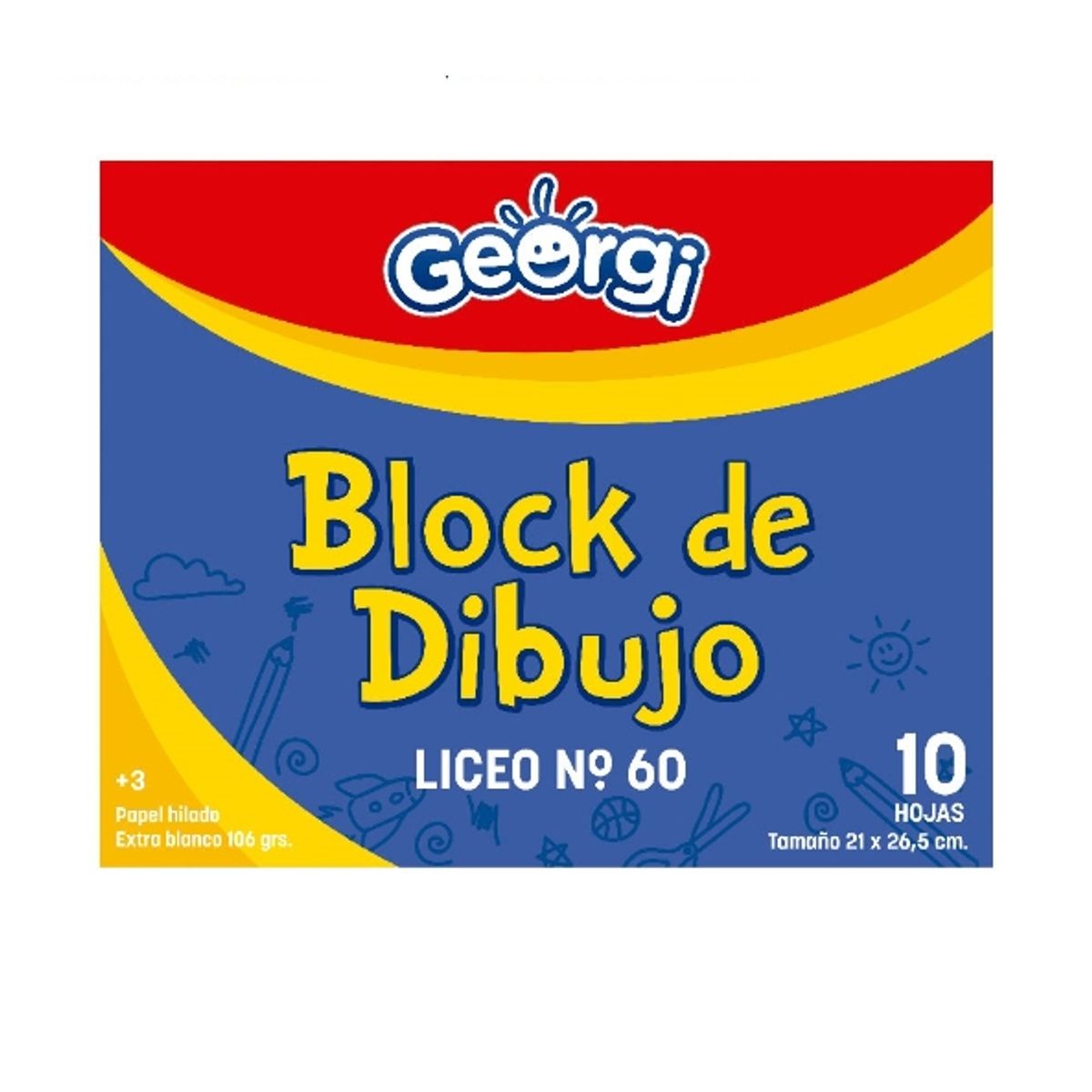 GENERICO - Block De Dibujo Libro Azul Amarillo Y Rojo De 10 Hojas