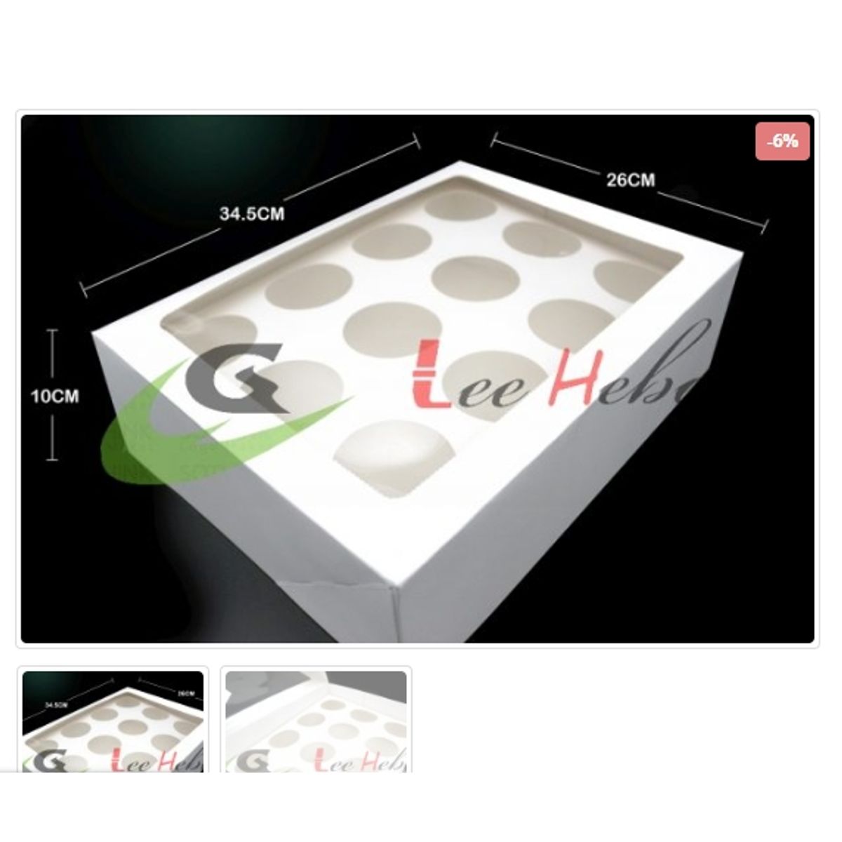 GENERICO - Caja Para Cupcake *12 Puestos – 6 Unidades Reposteria