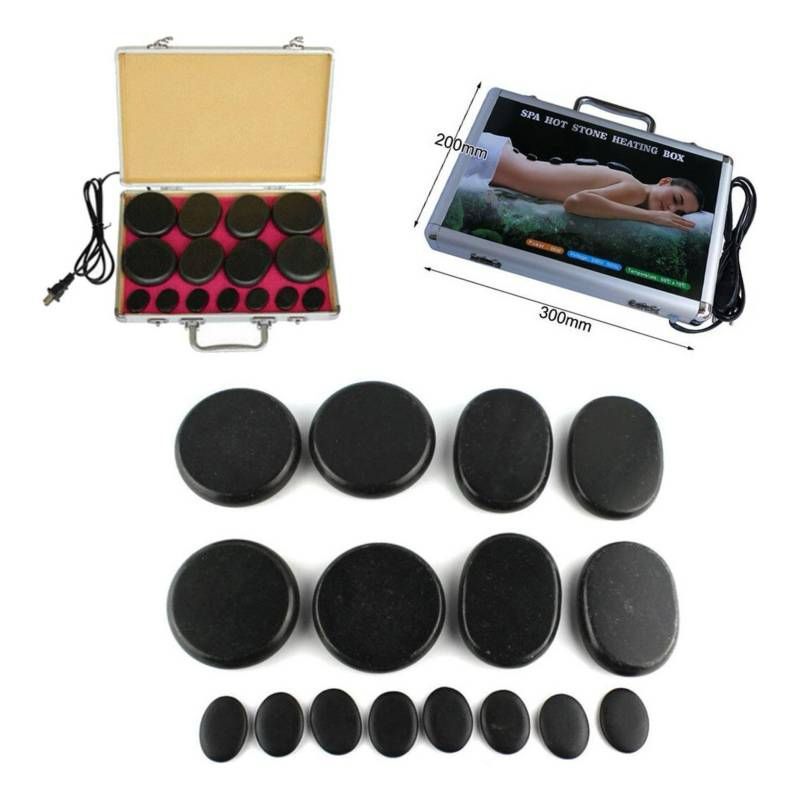 GENERICO - Kit De Piedras Calientes 16 Piezas Maletin Electrico Spa