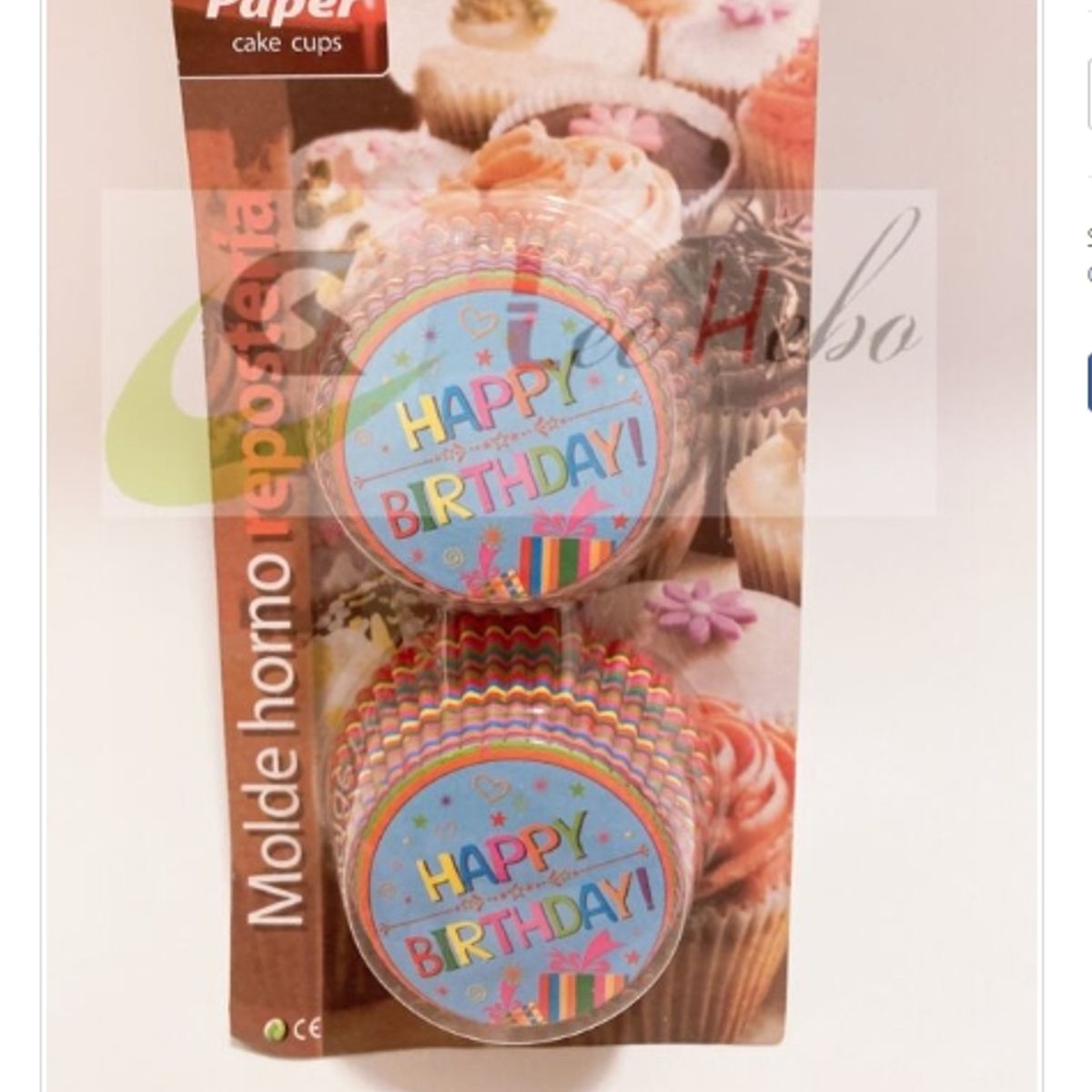 GENERICO - Capsula Cupcake 12cm Happy Birthday 100 Pcs_