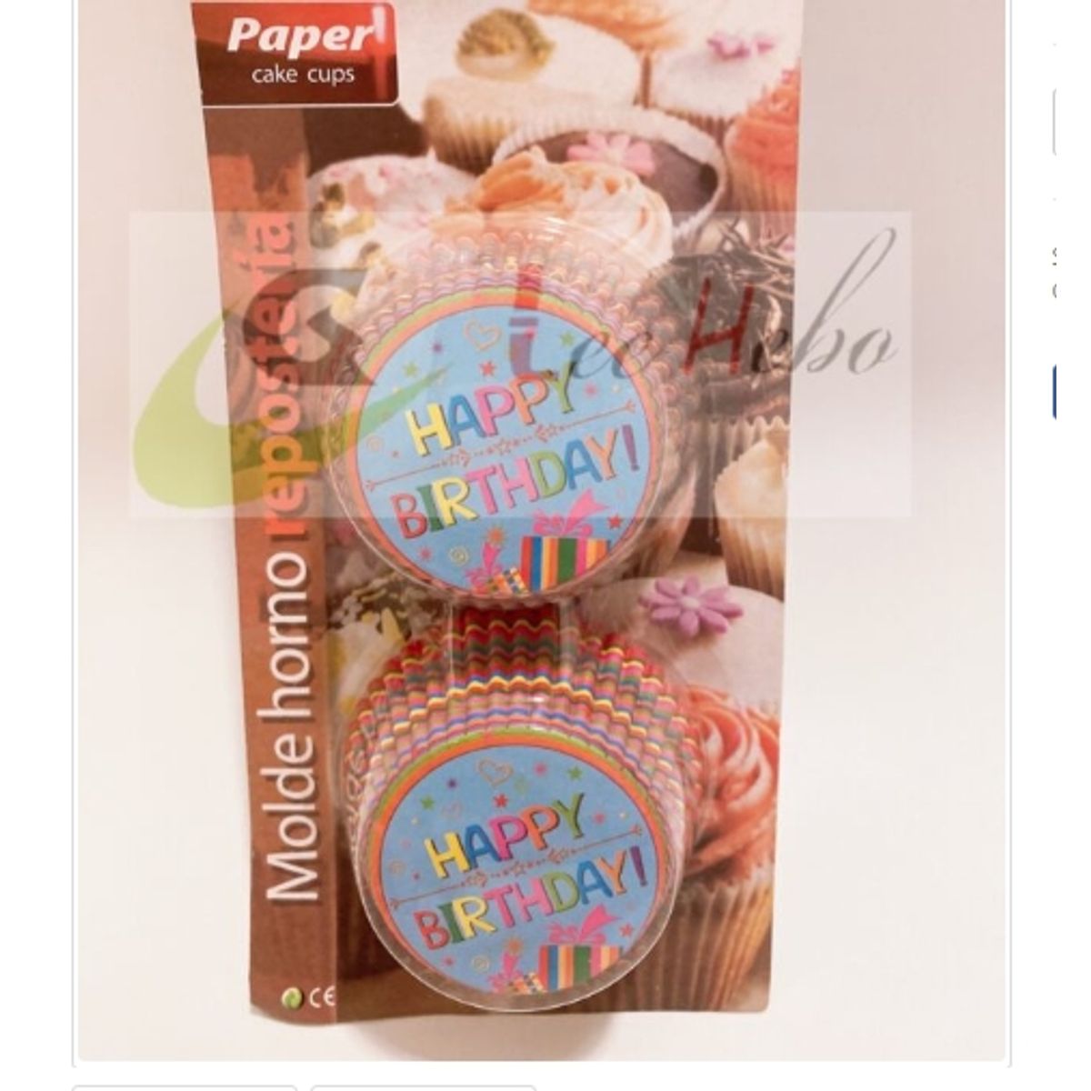 GENERICO - Capsula Cupcake 12cm Happy Birthday 100 Pcs_