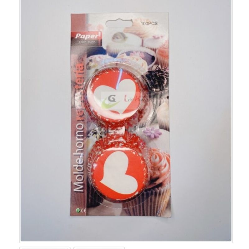 GENERICO - Capsula Cupcake 12cm Reposteria Corazon 100 Pcs