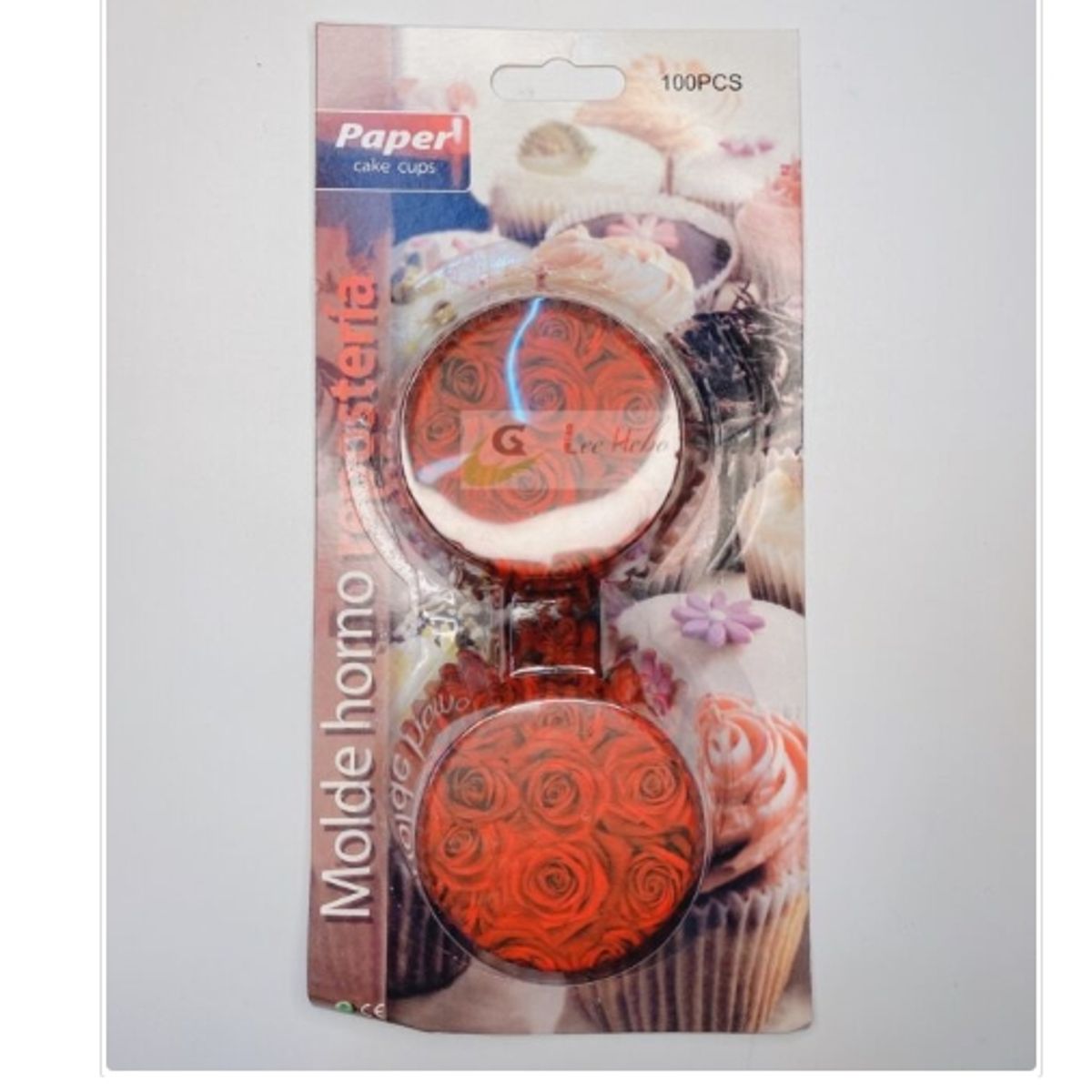 GENERICO - Capsula Cupcake 12cm Diseños Flor Roja 100 Pcs