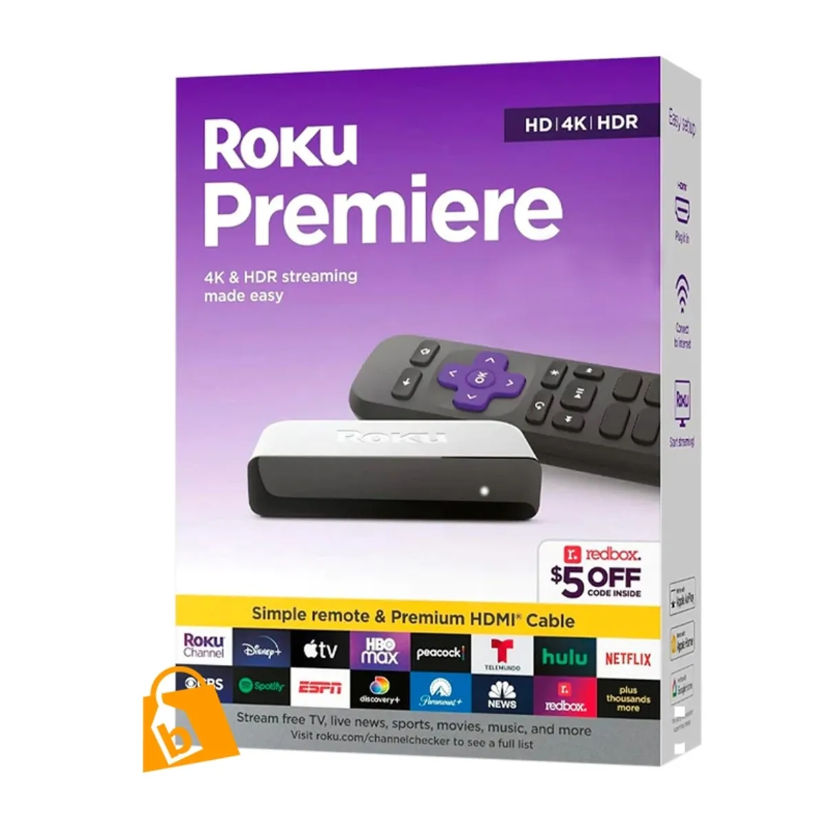 ROKU - Reproductor Streaming Roku Premiere 3920RW 4K HDR Control Remoto