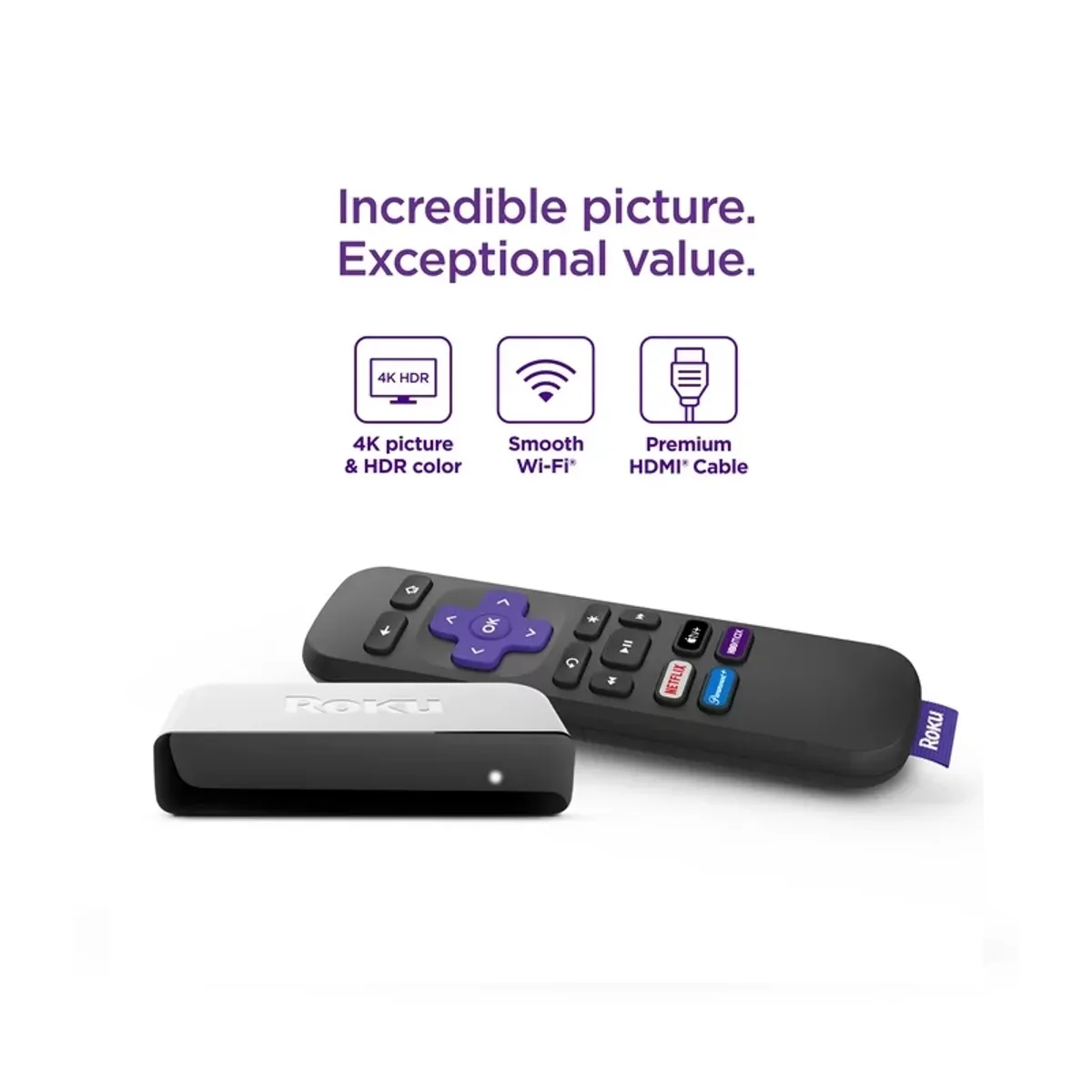 ROKU - Reproductor Streaming Roku Premiere 3920RW 4K HDR Control Remoto