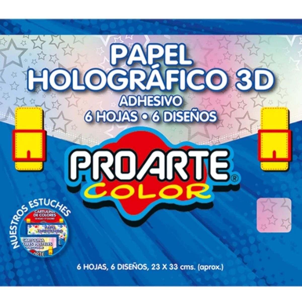 GENERICO - Papel Holografíco 3D Adhesivo 6 Hojas 6 Diseños