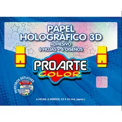 GENERICO - Papel Holografíco 3D Adhesivo 6 Hojas 6 Diseños