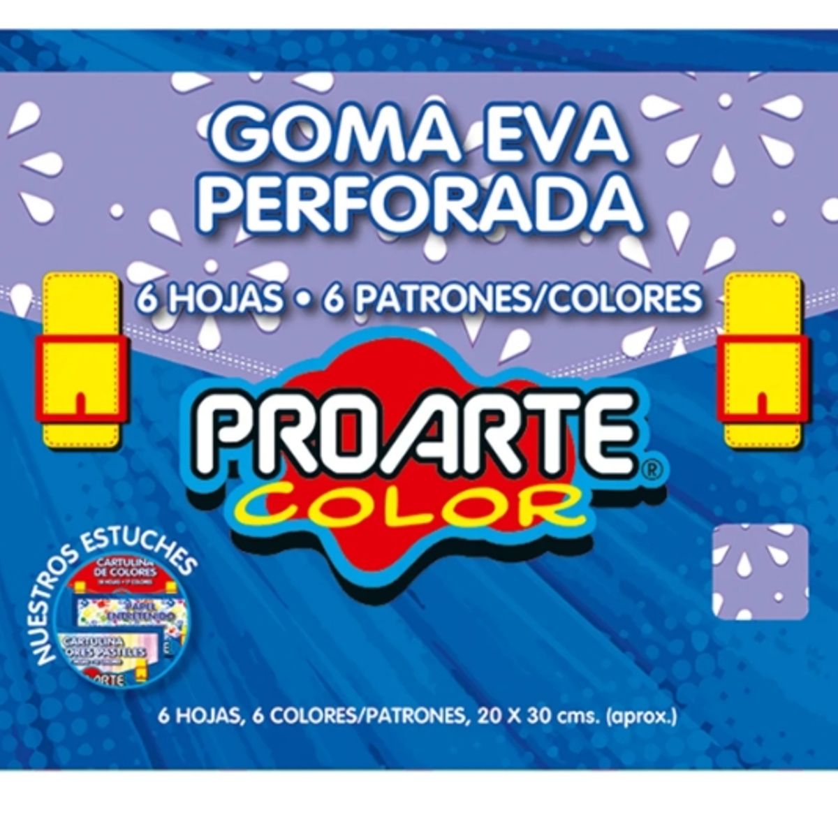 GENERICO - Block Goma Eva Perforada Pro Arte Color 6 Hojas 6 Patrones