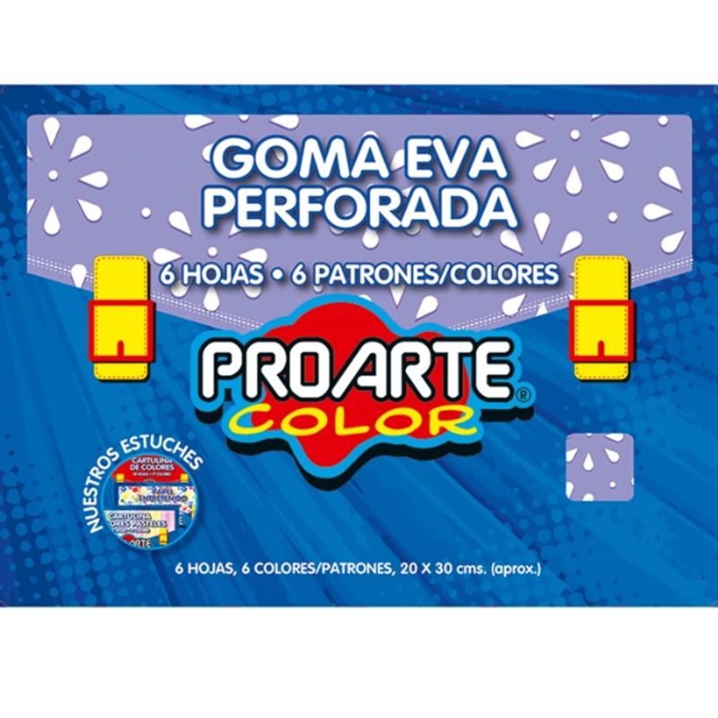 GENERICO - Block Goma Eva Perforada Pro Arte Color 6 Hojas 6 Patrones
