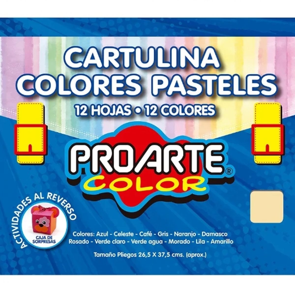 GENERICO - Cartulina De Colores Pasteles Pro Arte Color 12 Hojas