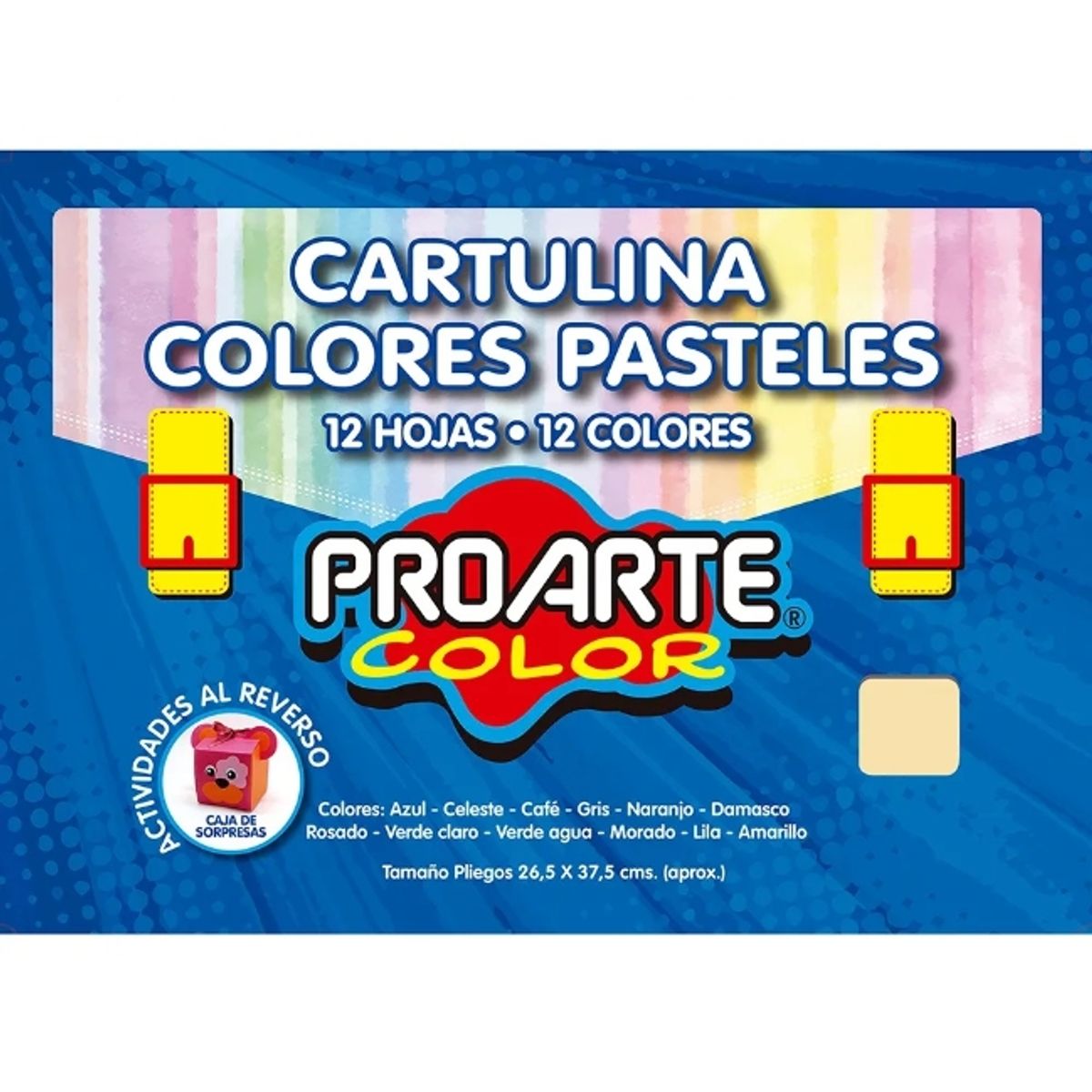 GENERICO - Cartulina De Colores Pasteles Pro Arte Color 12 Hojas